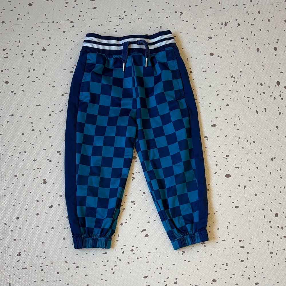 Hannah Andersson Kids Checkered Blue Jogger Pants Size 3T